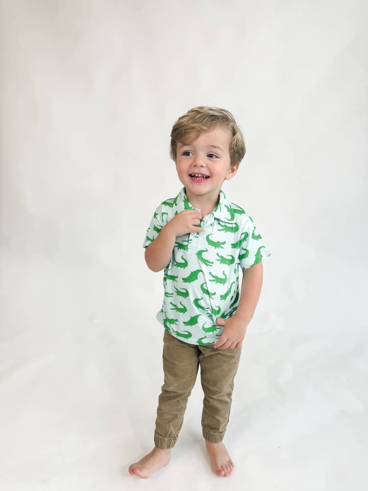 Goosies – Großhandel Hemd – Kinder – Blaues Alligatoren-SS-Poloshirt1