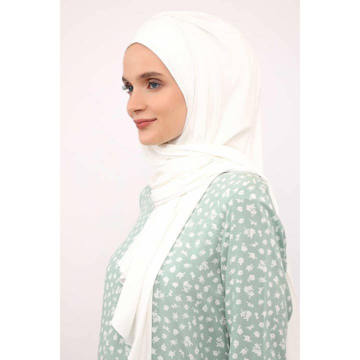 Aisha's Design - Wholesale Hijab - Women's - Soft Jersey Hijab Shawl for Women, 95% Cotton and Comfortable Ready to Wear Women Headscarf, Cross Stich Instant Pre-tied Hijab Shawl,PS-41102
