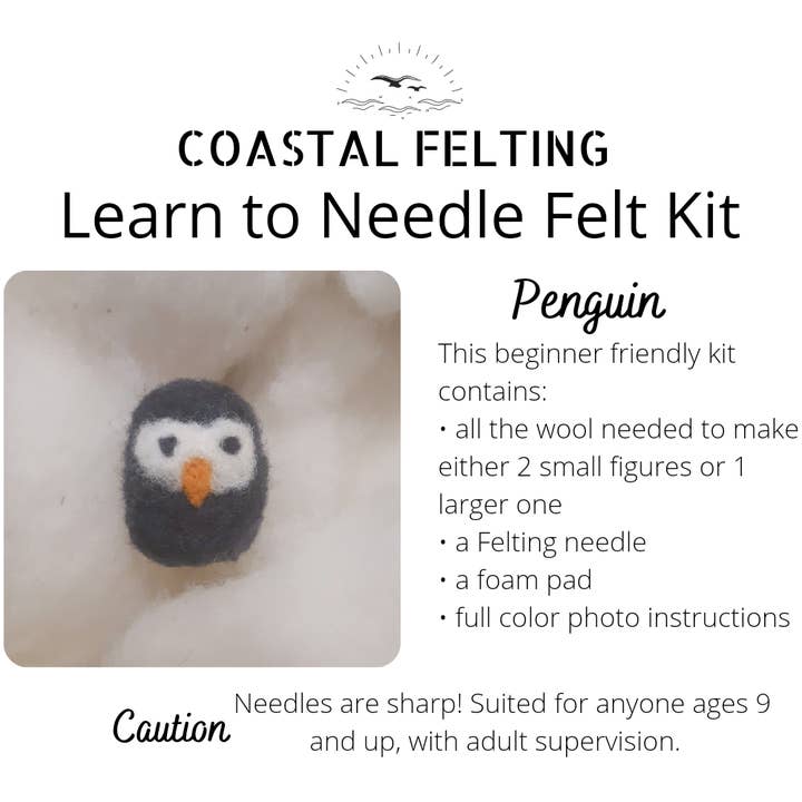 Learn to Needle Felt A Penguin Kit for wholesale by Coastal Felting