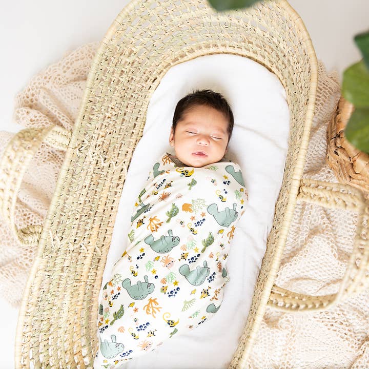Emerson and Friends – wholesale Swaddle – Baby – Manatee Bamboo Baby Blanket Baby Gift Swaddle Blanket