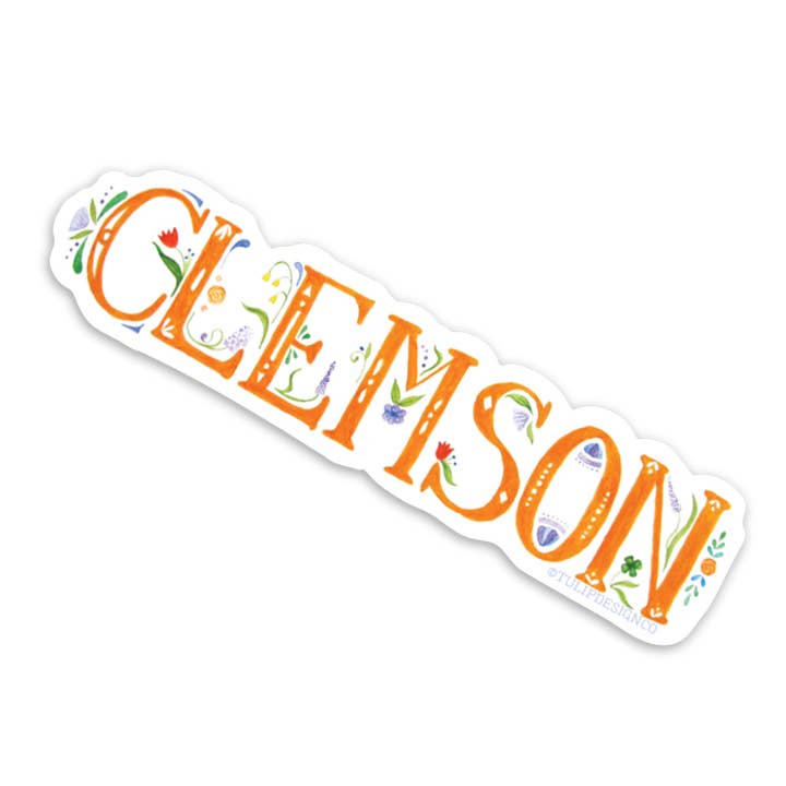 Clemson Sticker - lettering for wholesale by Tulip Design Company