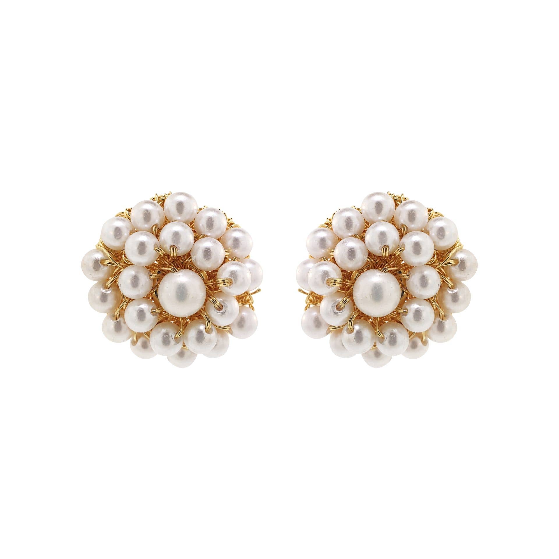 Lavish By Tricia Milaneze – wholesale Stud/post earrings – Pearl & Gold Ava Post Handmade Crochet Earrings