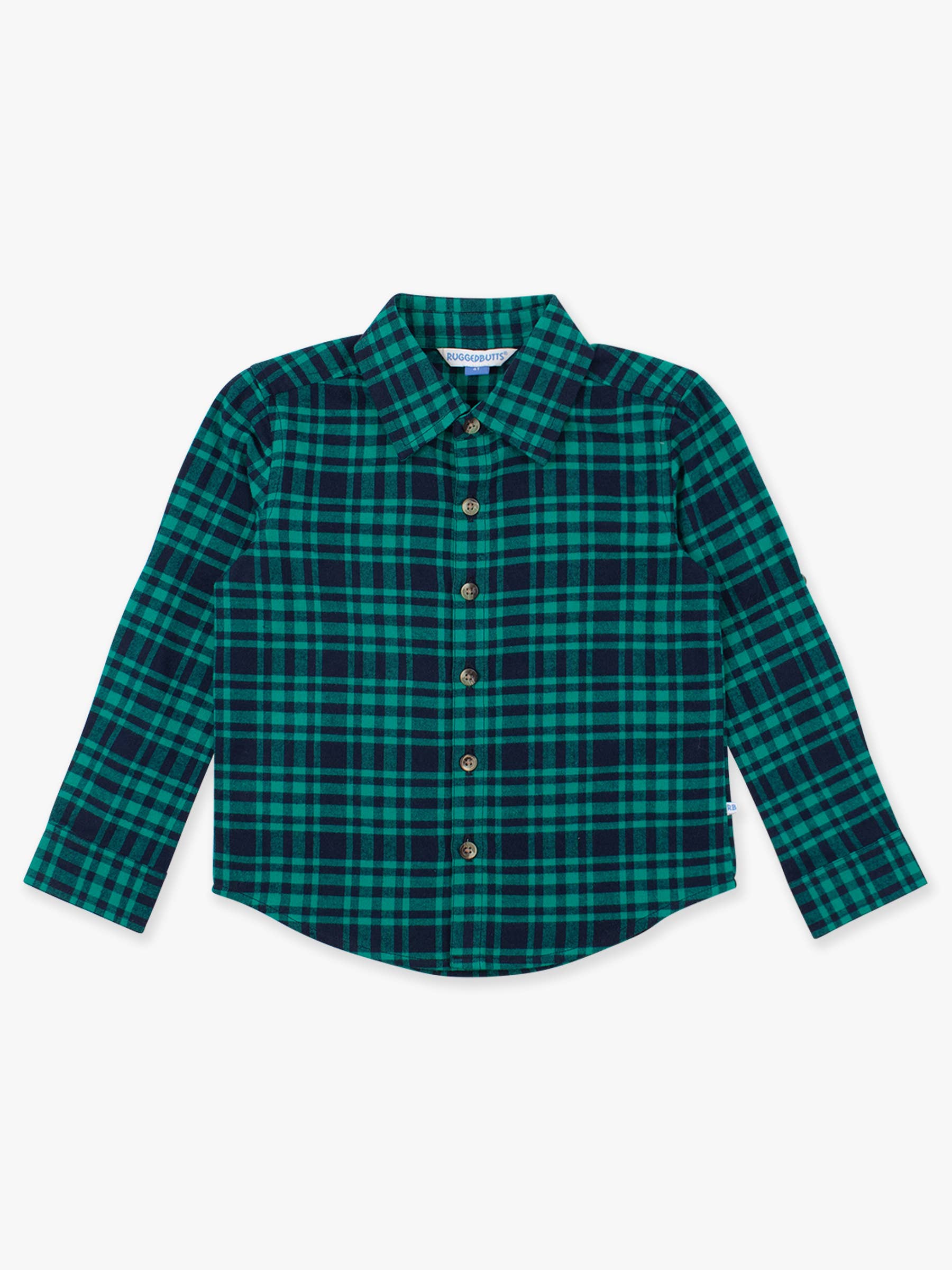 Green Boys Hayden Plaid Long Sleeve Button Down Shirt for wholesale on Faire1