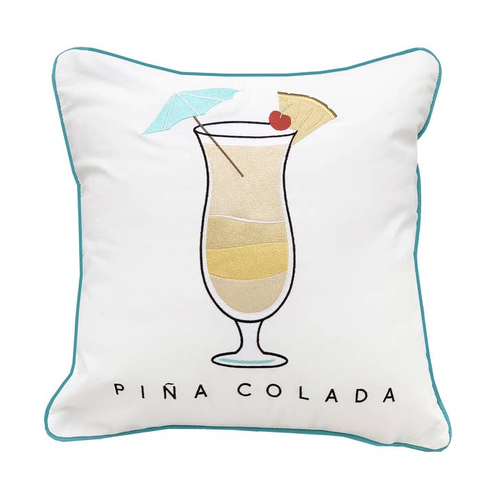Cocktail Hour Pina Colada Indoor/Outdoor Throw Pillow for wholesale by Rightside Design