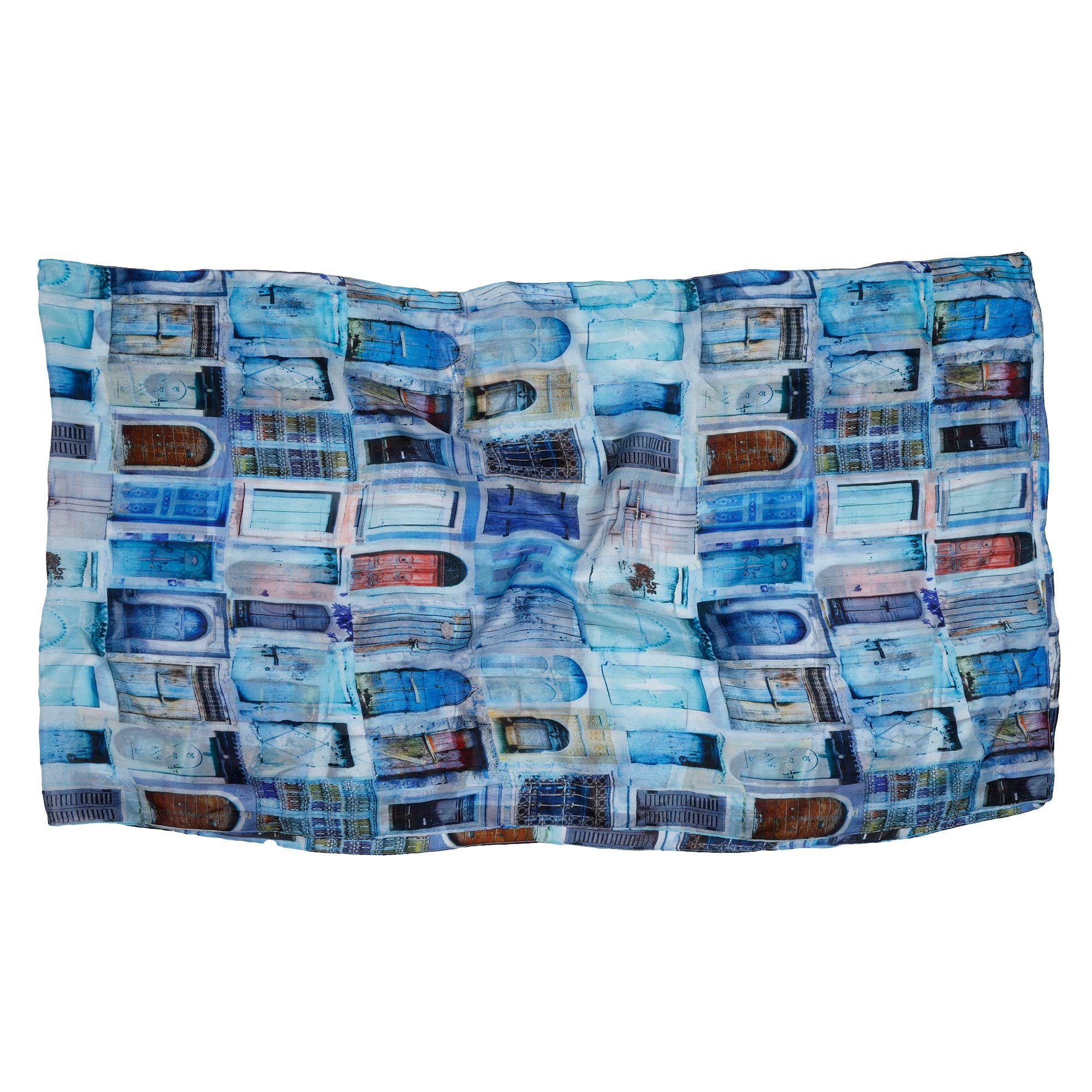 Namaskar Australia - Wholesale Scarf - Women's - Blue Door Architectural Art Scarf – Pure Silk Designer Wrap | Moroccan Abstract Print4