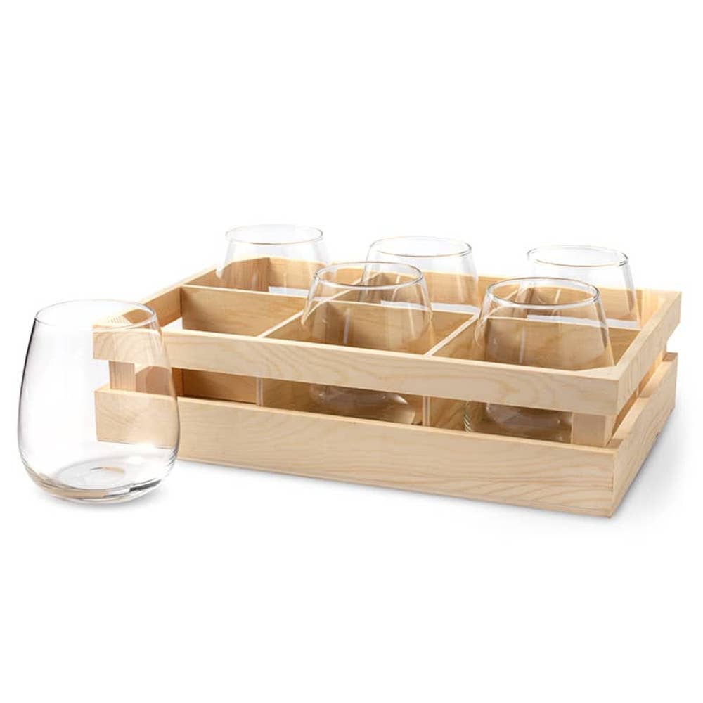 IWA Wine Accessories - Wholesale Wine Glass - Glass Tumblers With Crate Set of 6 #342901