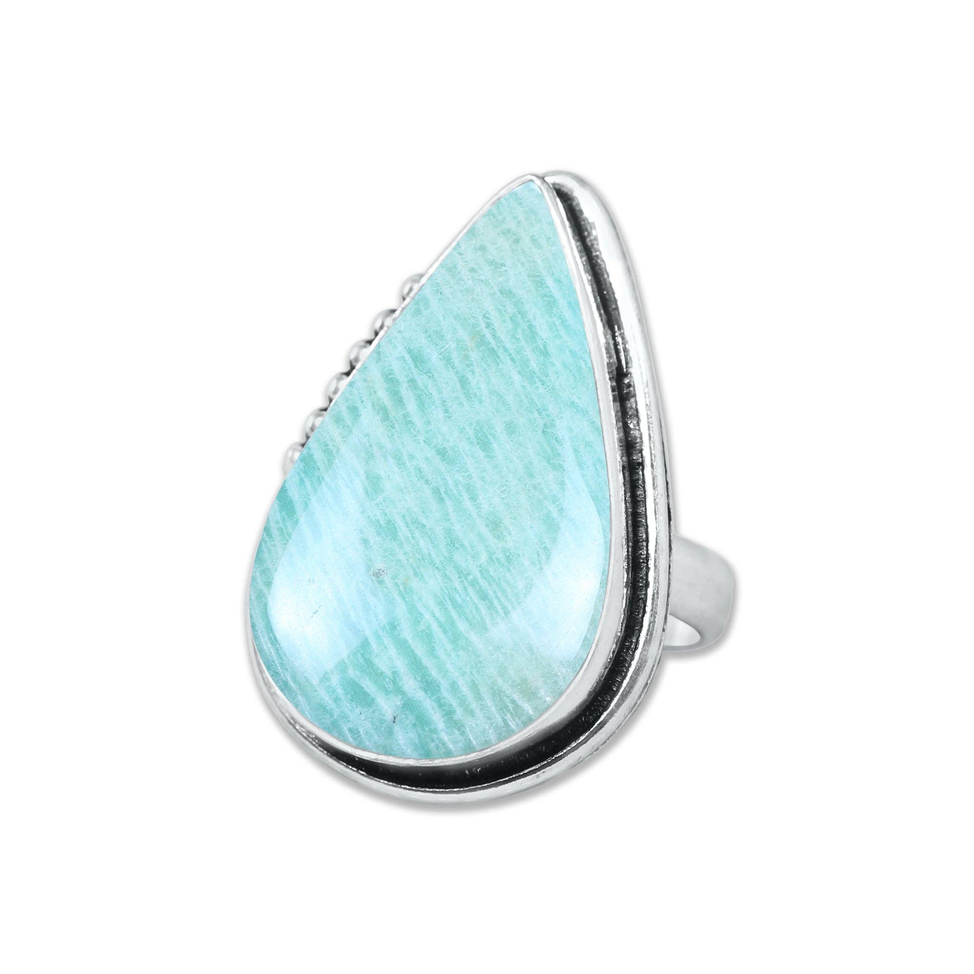 Handmade Jewels - Wholesale Cocktail/Statement Ring - Amazonite Rings – Handmade, Silver-Plated, Assorted Boho Designs (US Sizes 6–10)3