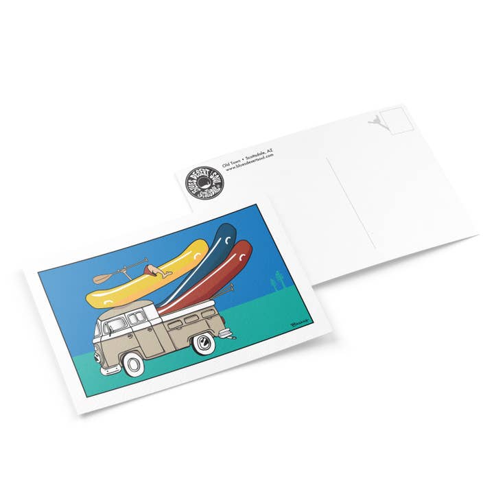 EINFACHER FLOSSWAGENBUS. GESTAPELTE FLÖSSE | POSTKARTE für den Großhandel von Blues, Desert & Soul