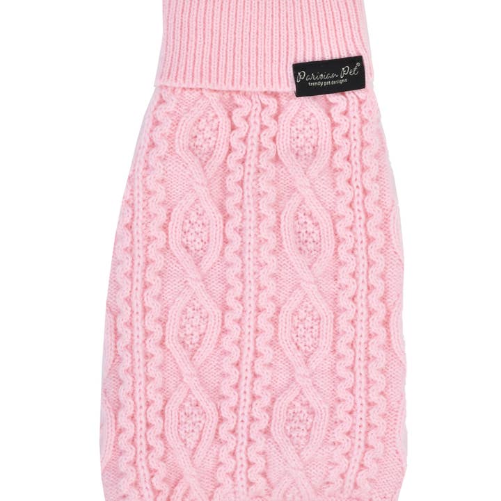 Cable Knit Sweater Blush Pink – Warm, Soft & Fashionable for wholesale by Parisian Pet®