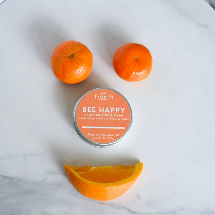 True It Naturals – Großhandel Heilsalbe/Balsam/Creme – BEE HAPPY Zitrus Lokale Bienenwachssalbe - Bio-Salbe 2oz