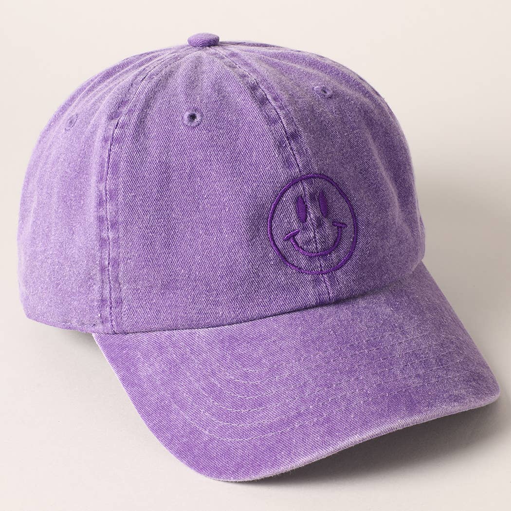 Fashion City - Wholesale Baseball Cap - Women's - Happy Face Embroidered Cotton Baseball Cap10