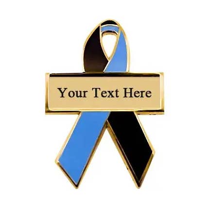 Zwart-blauwe gepersonaliseerde bewustmakingslinten | Gegraveerde pinnen voor wholesale door Personalized Cause