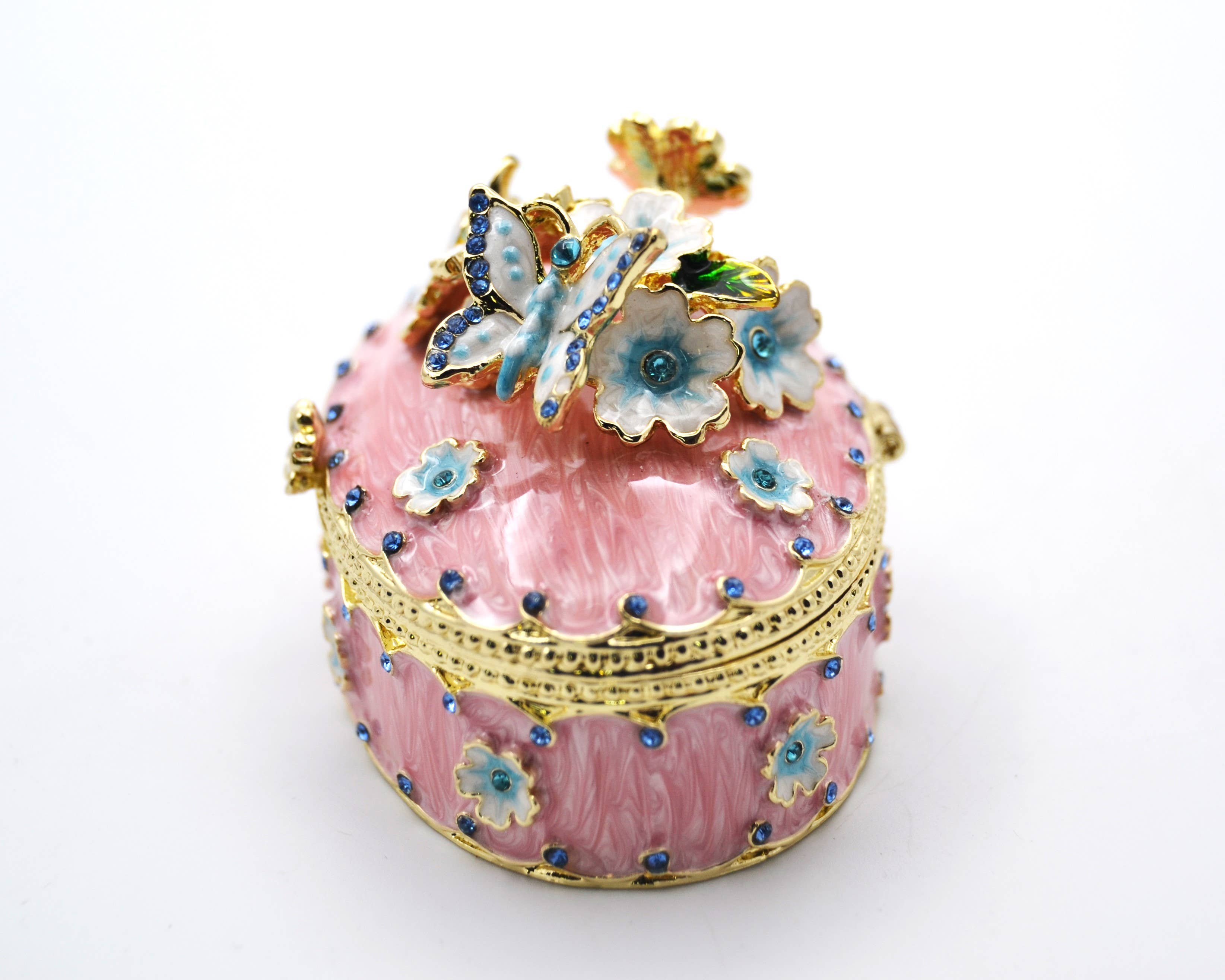 Ciel Collectables - Wholesale Jewelry Dish - Oval Shape Floral & Butterfly Trinket Box. 1