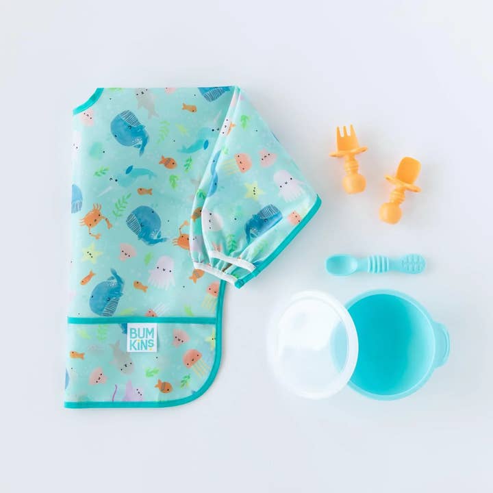Bumkins - Wholesale Bib - Baby - Sleeved Bib: Ocean Life
