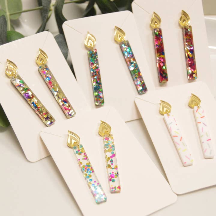 Candle Earrings, Celebration Earrings, Birthday Earrings, Da for wholesale by The Adorned Fox