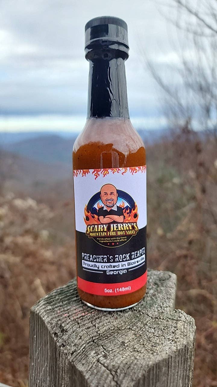 Scary Jerry's Mountain Fire Hot Sauce - Wholesale Hot Sauce - Preacher's Rock Reaper Hot Sauce6