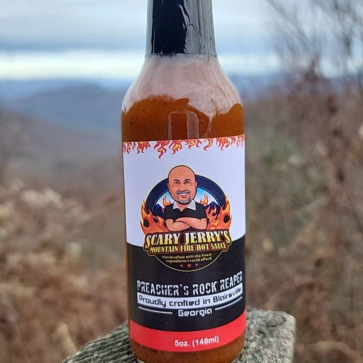 Scary Jerry's Mountain Fire Hot Sauce - Wholesale Hot Sauce - Preacher's Rock Reaper Hot Sauce6