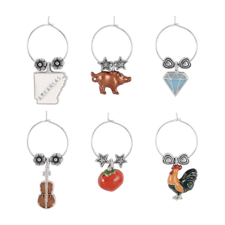 6-Piece Arksansa Wine Charms for wholesale by Supreme Housewares