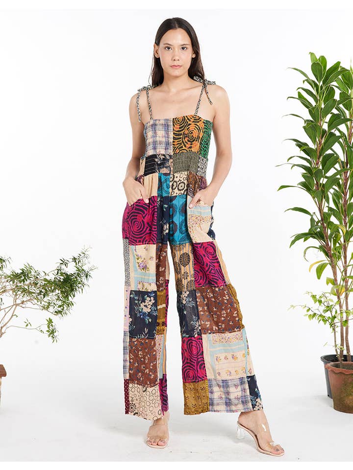 Kathmandu Imports - Wholesale Overalls - Women's - WOMENS CLOTHING - PATCHWORK COTTON OVERALL(KT-1460)