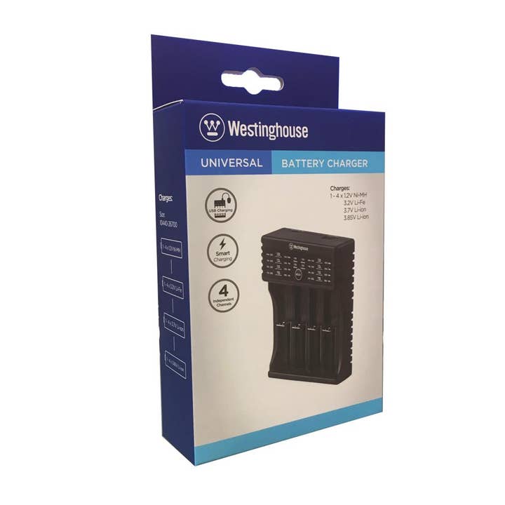 Westinghouse Battery - Wholesale Portable Charger - Westinghouse Universal Ni-Mh Li-ion Li-Fe Smart Chrgr- 4 Bay