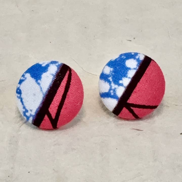 Stud Earrings - Zavon Ankara Wax Print Fabric for wholesale by A New Day, A New Dawn NYC, LLC.