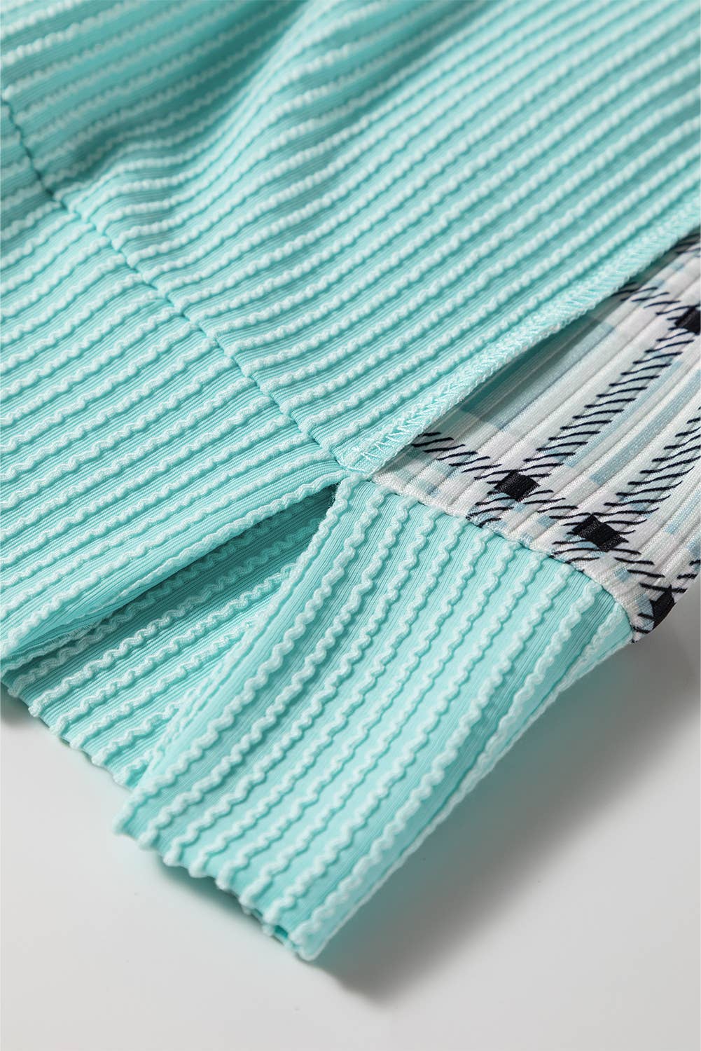 66DISCO - Wholesale Knit Top - Women's - Plaid Colorblock Corded Patchwork Split Neck Top (S-4X)11