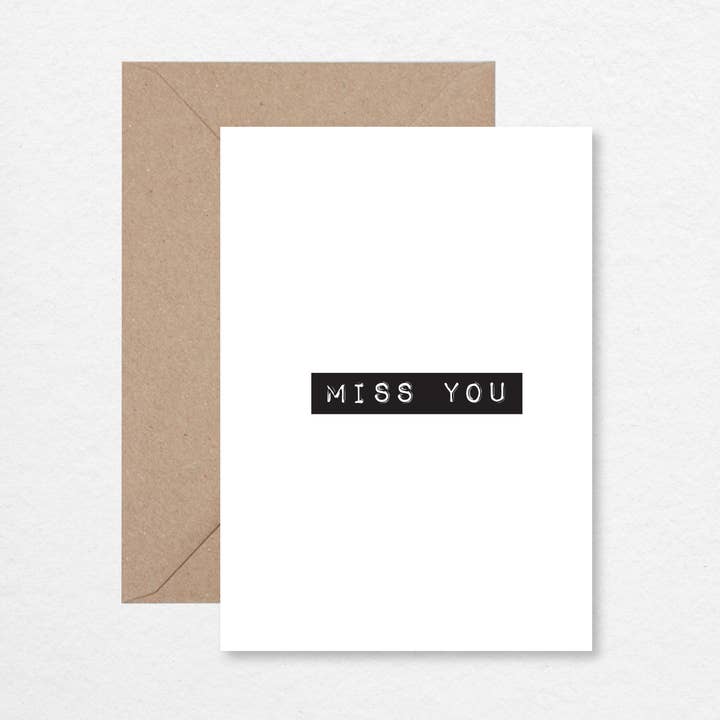 Carte de vœux Miss You Label A6 pour la vente par EK DESIGN