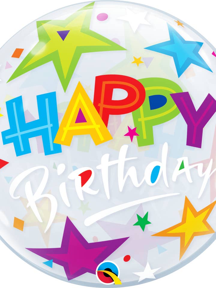 HAPPY BIRTHDAY BUBBLE BALLOON STARS for wholesale by Mis Globos