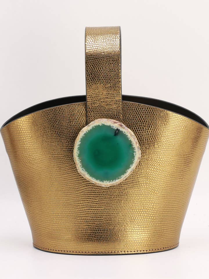 Sac Zoe Gravé Doré Agate Naturelle (Copie) pour la vente par Ecue