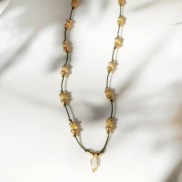 Women's necklace Nalhia Zirconium Yellow/Olive 23 for wholesale by LOetMA