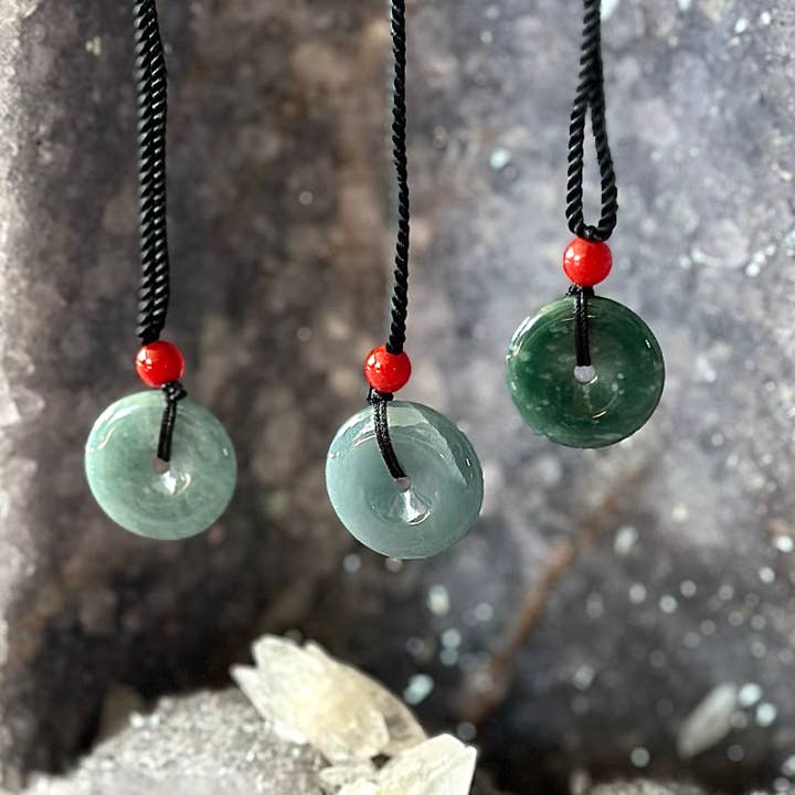 Pebble House - Wholesale Pendant/Charm Necklace - Guatemalan Jade Donut Necklace (Crystals & Stones)