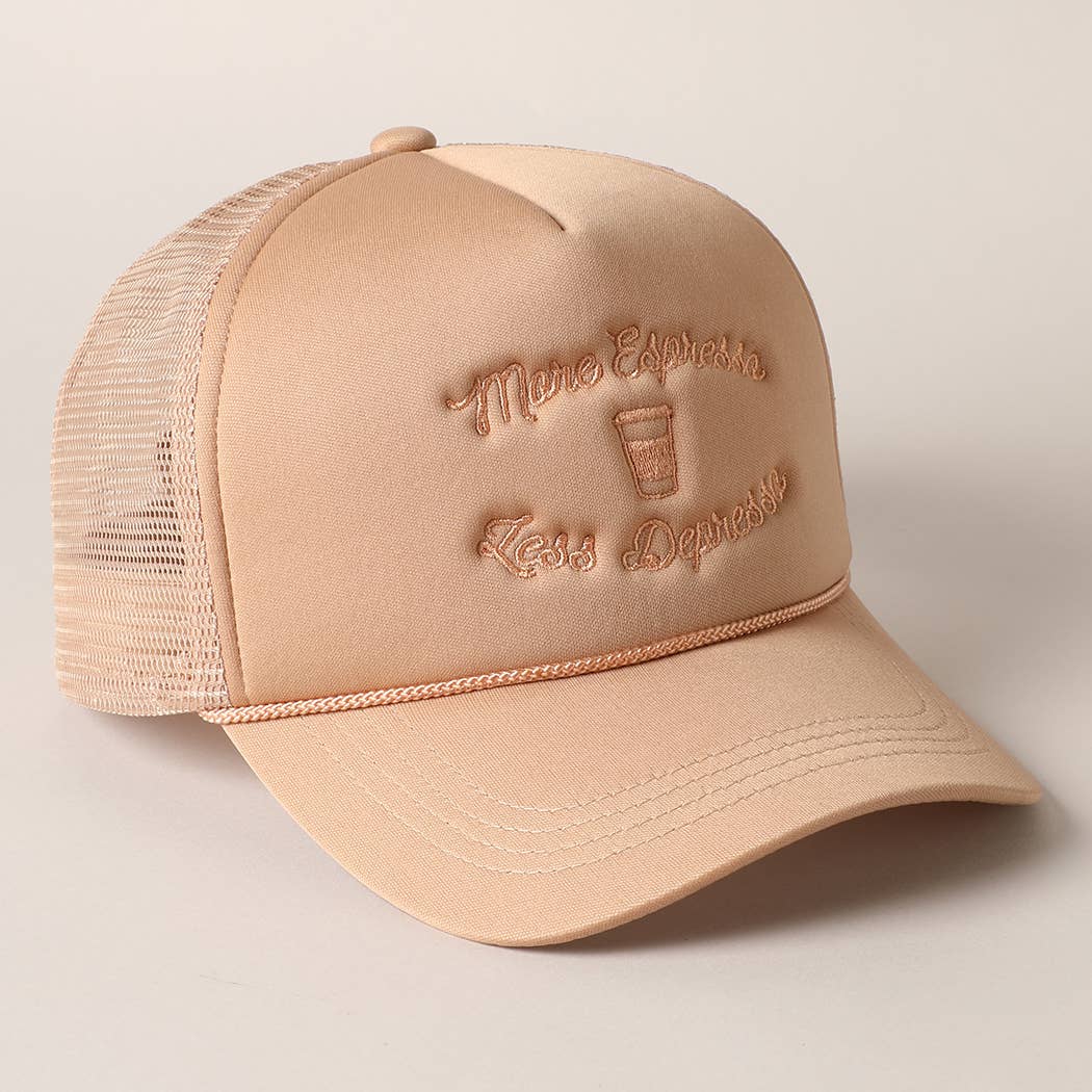 Fashion City - Wholesale Trucker Hat - Women's - More Espresso Less Depresso Embroidery Trucker Hat3