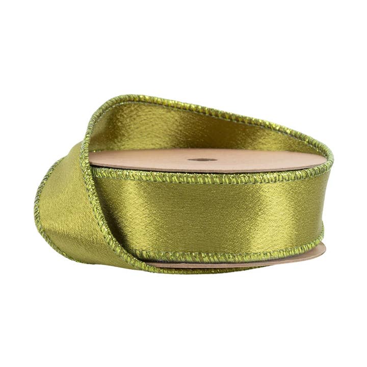 LA Ribbons Wholesale – wholesale Ribbon – Gift wrapping – 1" Wired Shimmer Satin Ribbon | Moss with Moss Backing | 10 Yard Roll
0