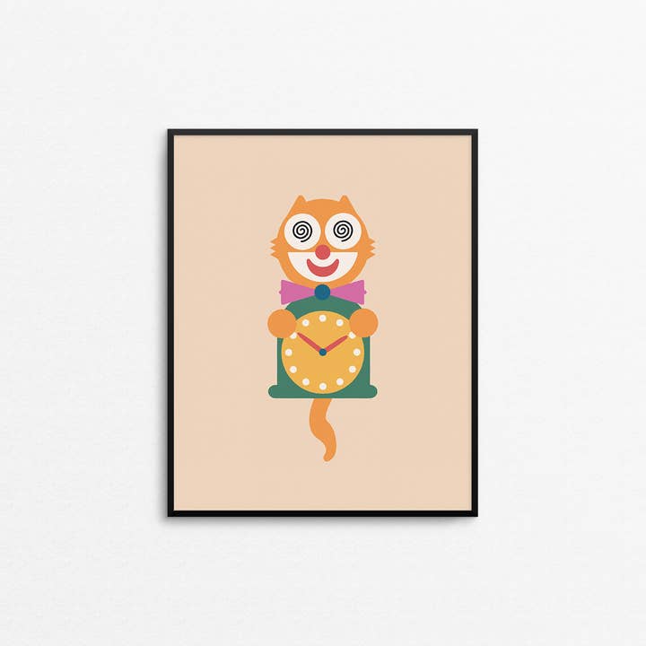 Cat Clock Art Print for wholesale by Mad Love Creative Co.