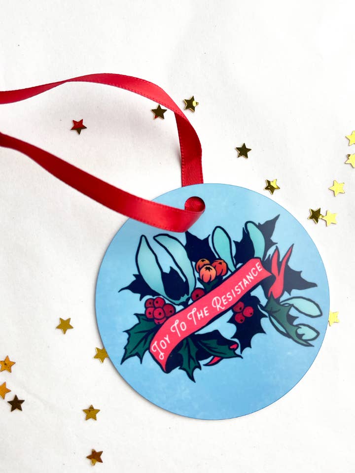 Joy To The Resistance: Feminist Ornament for wholesale by Fabulously Feminist