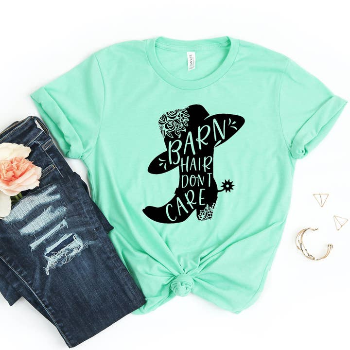 Printliss - Wholesale Screen Printed T-Shirt - Women's - Barn Hair Don't Care T-shirt - Bella Canvas