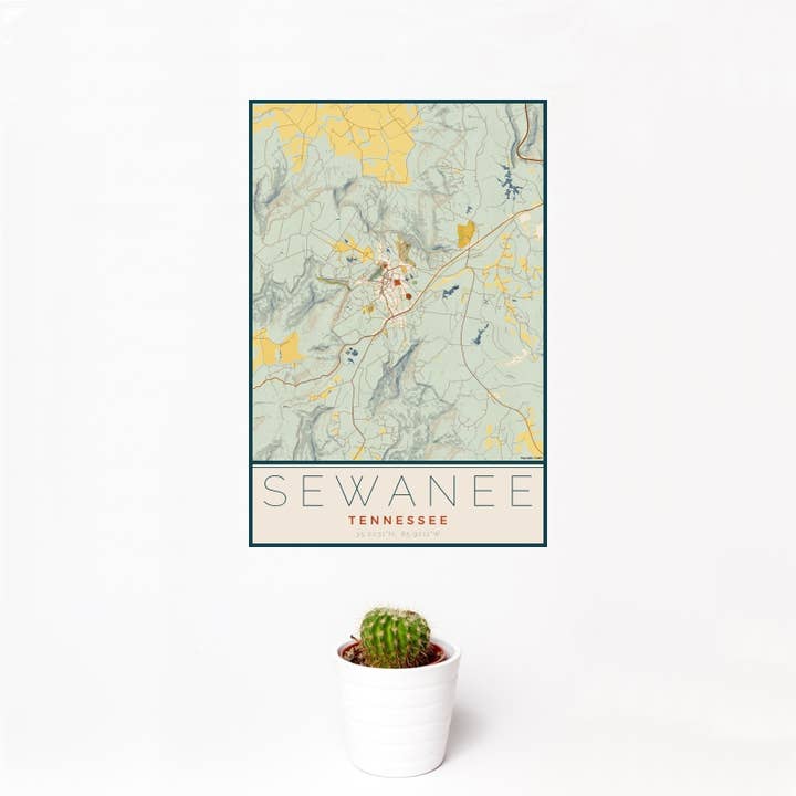 Sewanee TN - Impresión de mapa (madera) para venta al por mayor de JACE.design
