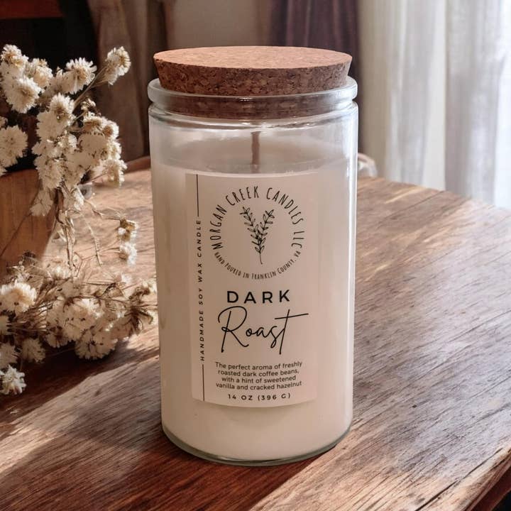 DARK ROAST SOY WAX CANDLE for wholesale by Morgan Creek Candles LLC