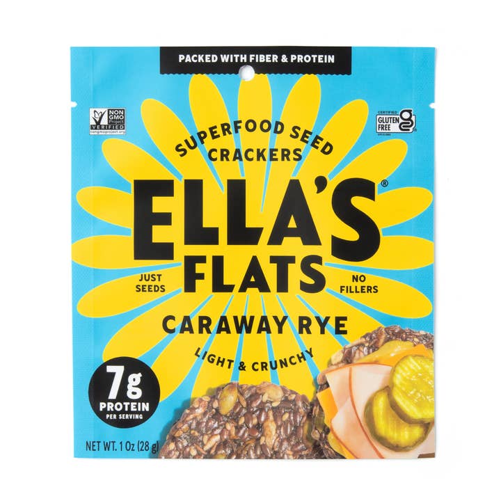 Caraway Rye - All Seed Savory Crisps - Snack Pack 1 oz for wholesale by Ella's Flats®