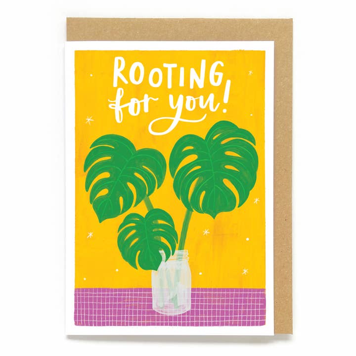 Botanical good luck card: Rooting for you! for wholesale by Now Then, Sunshine!