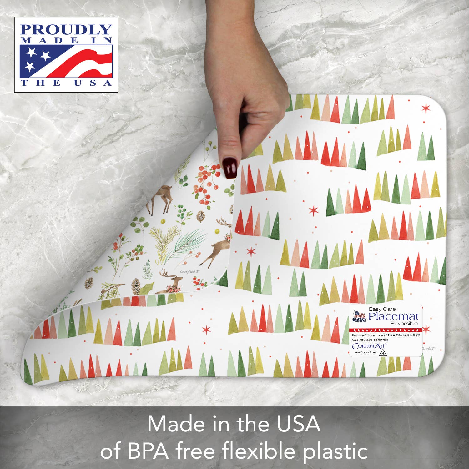 Conimar Promotions - Wholesale Placemat - "Bright & Merry" Reversible Rectangular Plastic Placemat  4