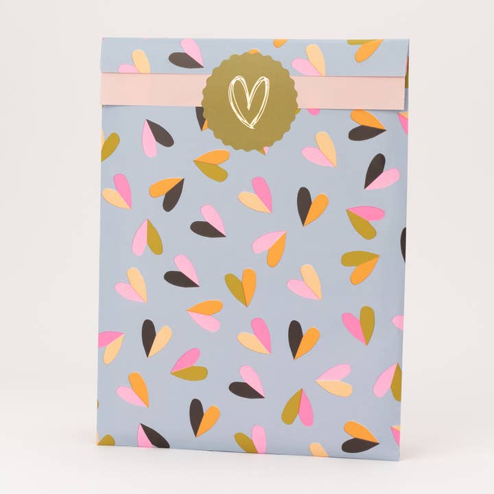 liebevoll verpackt - Vente Pochette cadeau - Sacs en papier cœurs bicolores, bleu