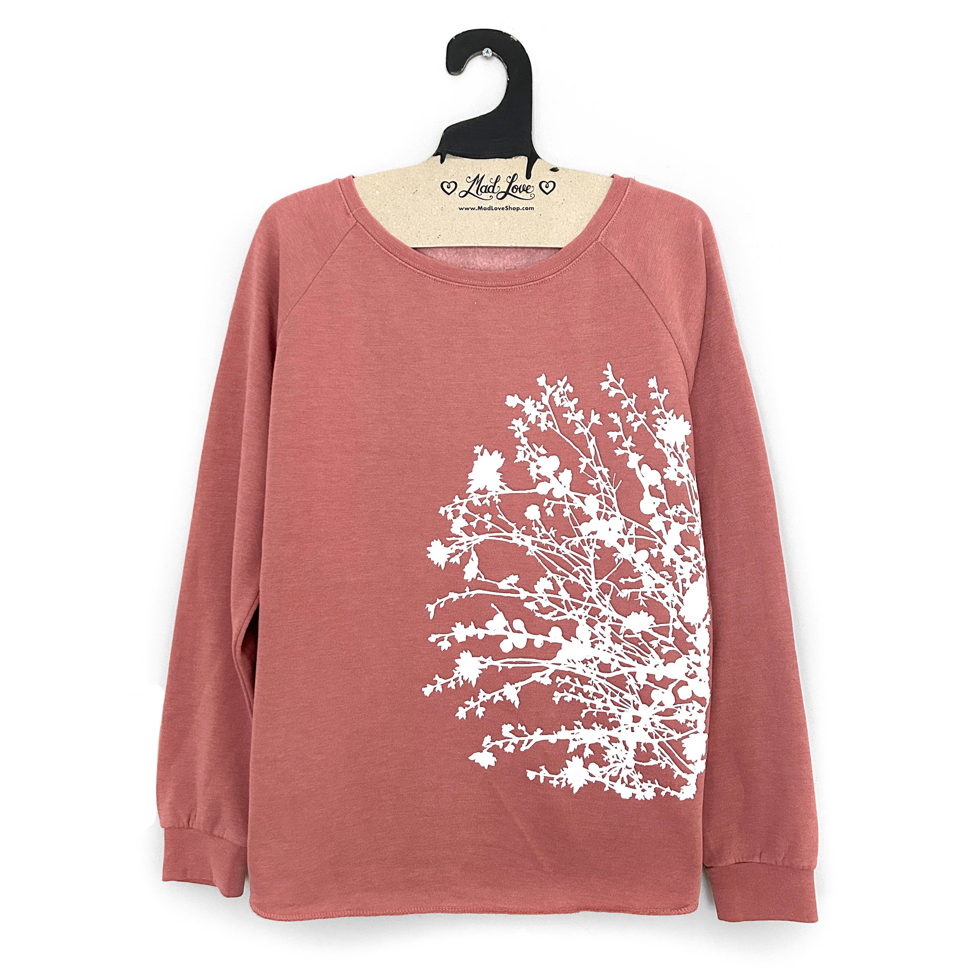 Mad Love Shop - Vendita all'ingrosso Felpa con cappuccio - Donna - Pullover da donna Dusty Rose Raglan con cappuccio e ramo2