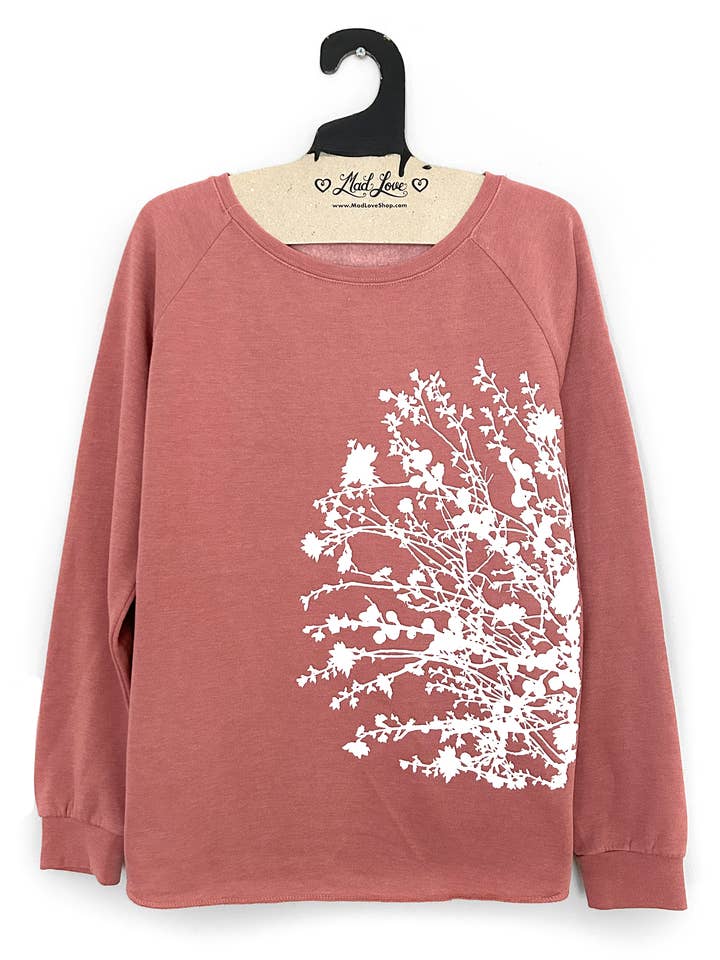 Mad Love Shop - Wholesale Hoodie - Women's - Dusty Rose Ladies Raglan Pullover Hood Flower Branch2