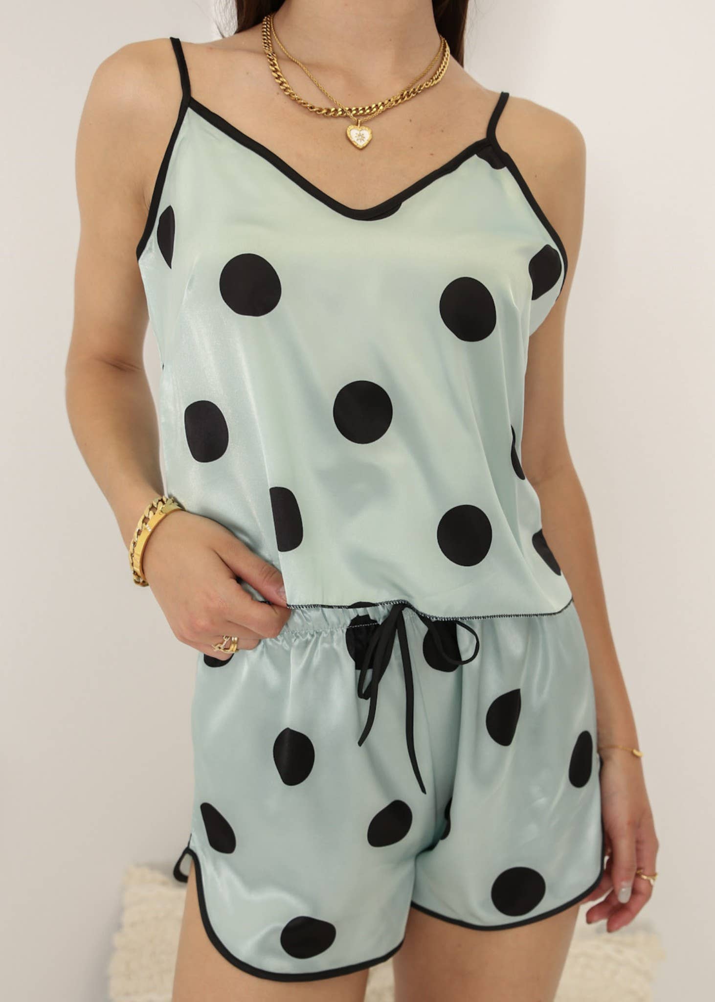 Anna Kaci Wholesale - Wholesale Sleepwear set – Women's - Multi 4 Piece Polka Dot Lounge Pajama Set3