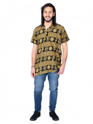 Kimago Look - Wholesale Button Down Shirt - Men's - Hippie Men's Yellow Shirt2