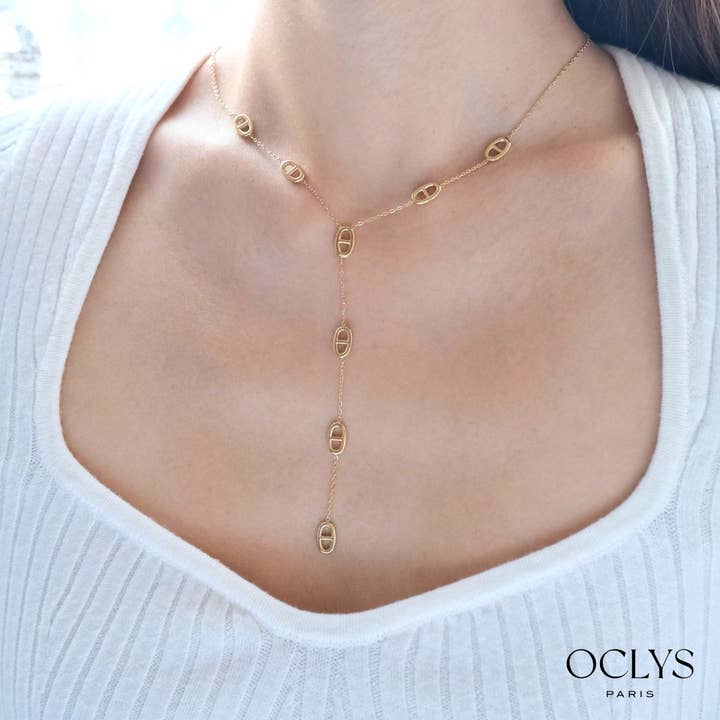 Colar Y fina malha marinha aço inoxidável Sani por atacado de Oclys