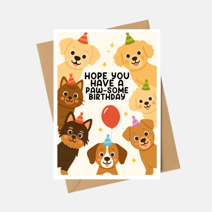 Funny Birthday Card - Have a Pawsome Birthday Card - A6 for wholesale by The Playful Press