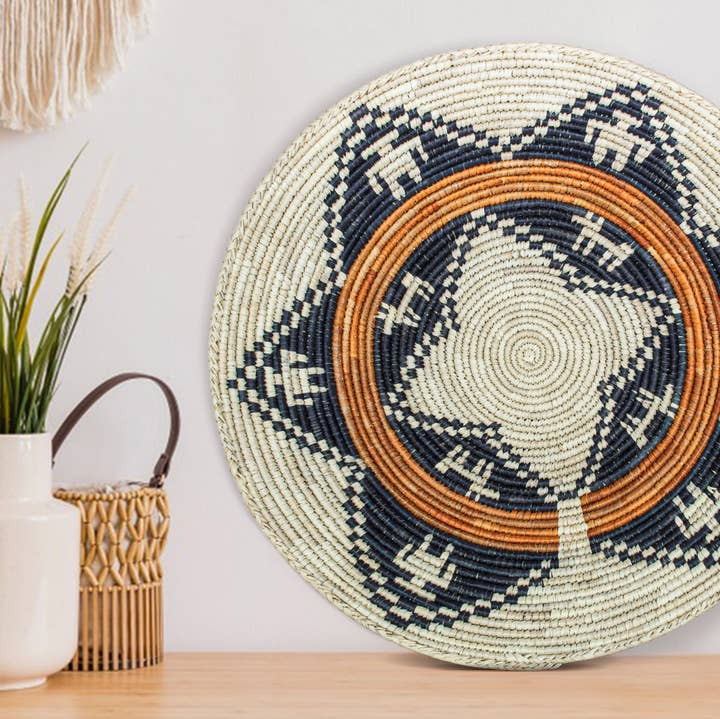 ArtisanalEmporiumLLC - Wholesale Wall Accent - 14" Handwoven Navajo Mesa Bowl for Wall Basket Decor0