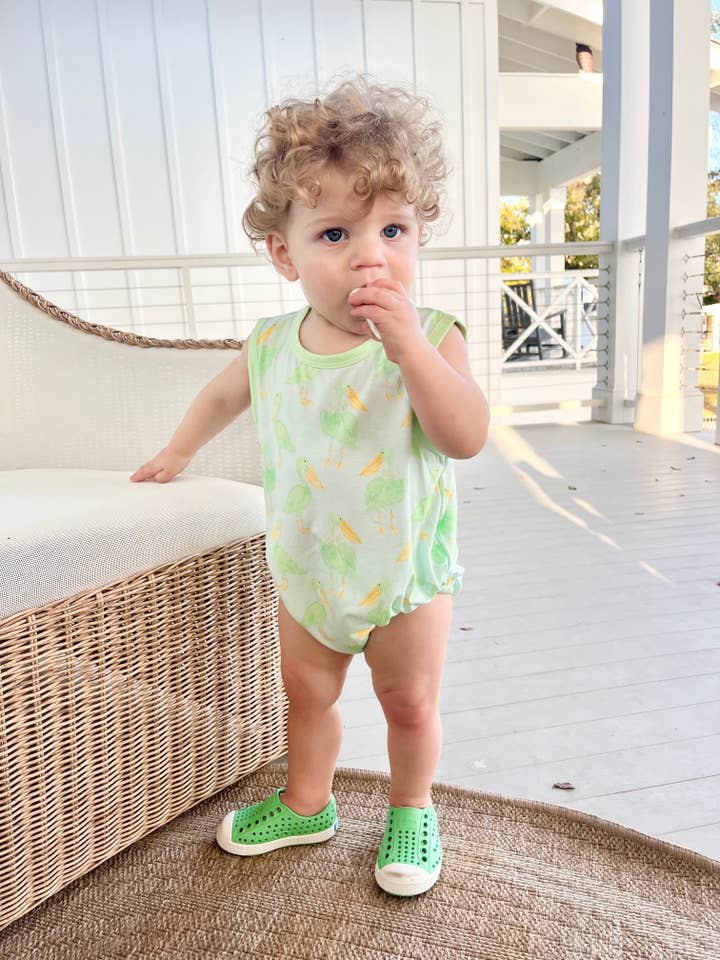 Sweet Bay Clothing – Großhandel Body (ohne Füße) – Baby – Minzfarbener Pelikan-Bubble-Romper1